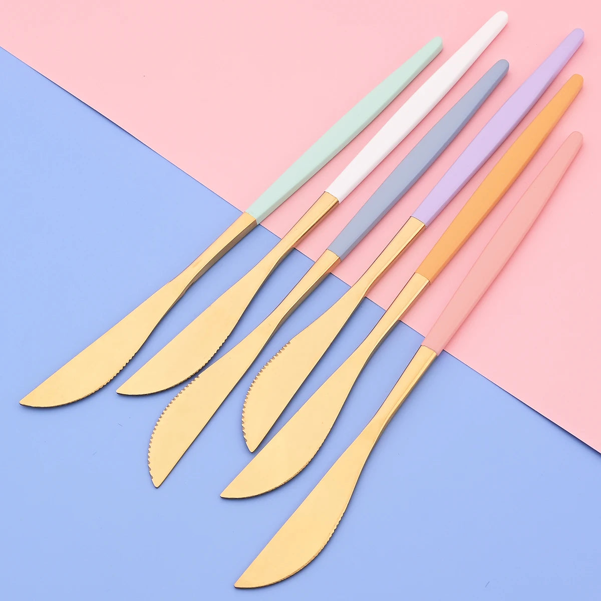 New 24Pcs Mix Color Dinnerware Set Stainless Steel Cutlery Set Dinner Knife Fork Spoon Luxury Flatware Party Kitchen Silverware