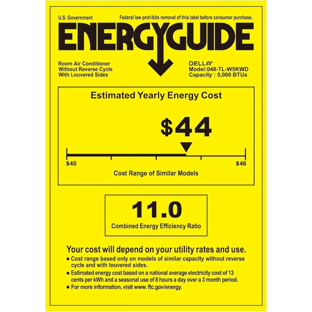 5000 BTU Window Air Conditioner Cools Up To 150 Sq. Ft, Energy Saving AC Unit, Easy Install Kit, Efficient Cooling for Room