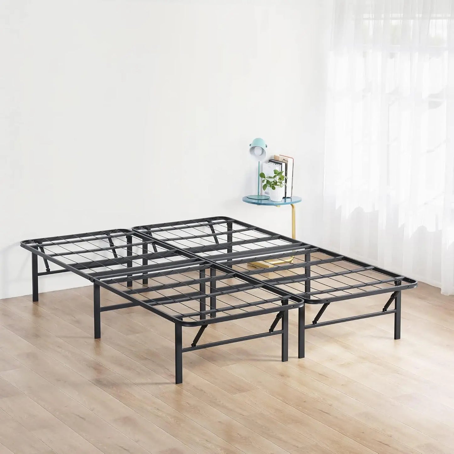 Olee Sleep 14 Inch Heavy Duty Steel Slat Anti-Slip Support, Easy Assembly Platform Bed Frame, Noise Free Steel Mattress