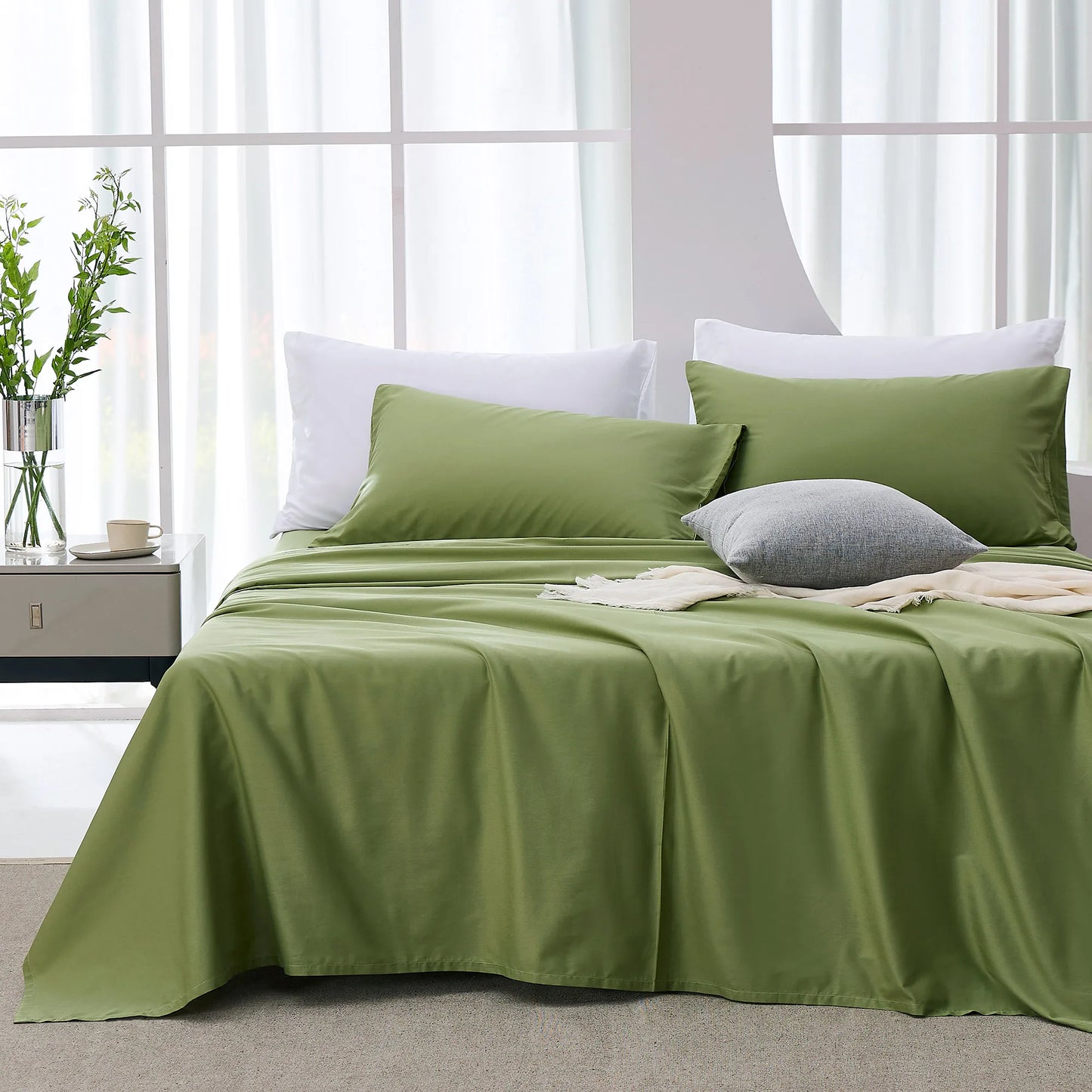 JELLYMONI Lyocell Cotton Sheet Set - 4 Pieces Ultra Soft Bed Sheets, Breathable and Moisture-Wicking Eucalyptus Bedding Set with